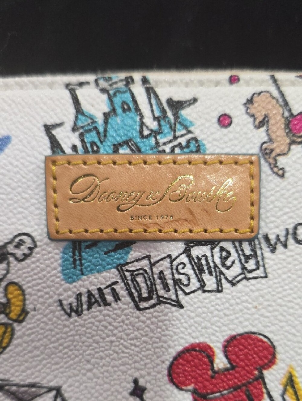 Dooney & Bourke White Multi Disney Sketch Zip Wallet - Picture 2 of 12